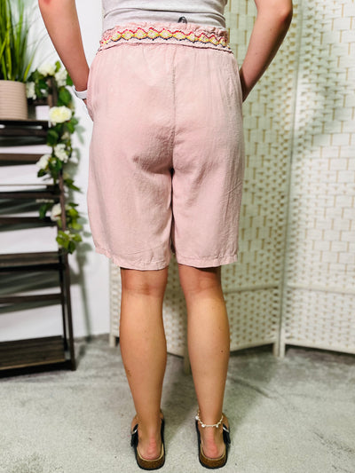 "BETH" Knee Length Shorts-Rose Pink