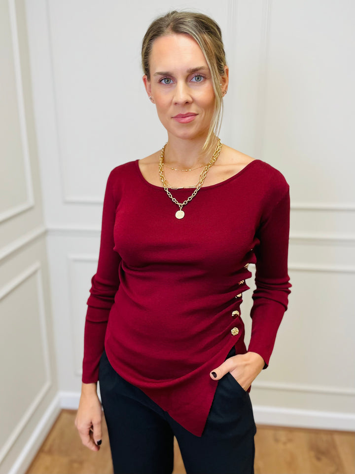 "ELOISE" Fine Knit Top-Wine