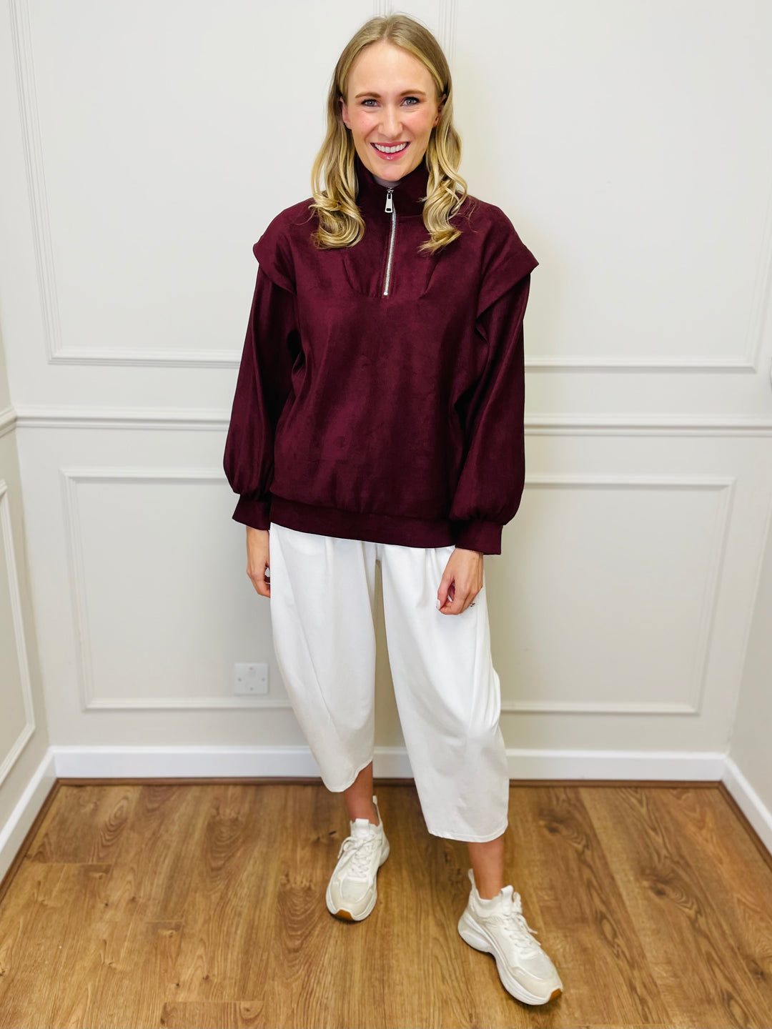 "BEATRICE" Half Zip Top-Wine