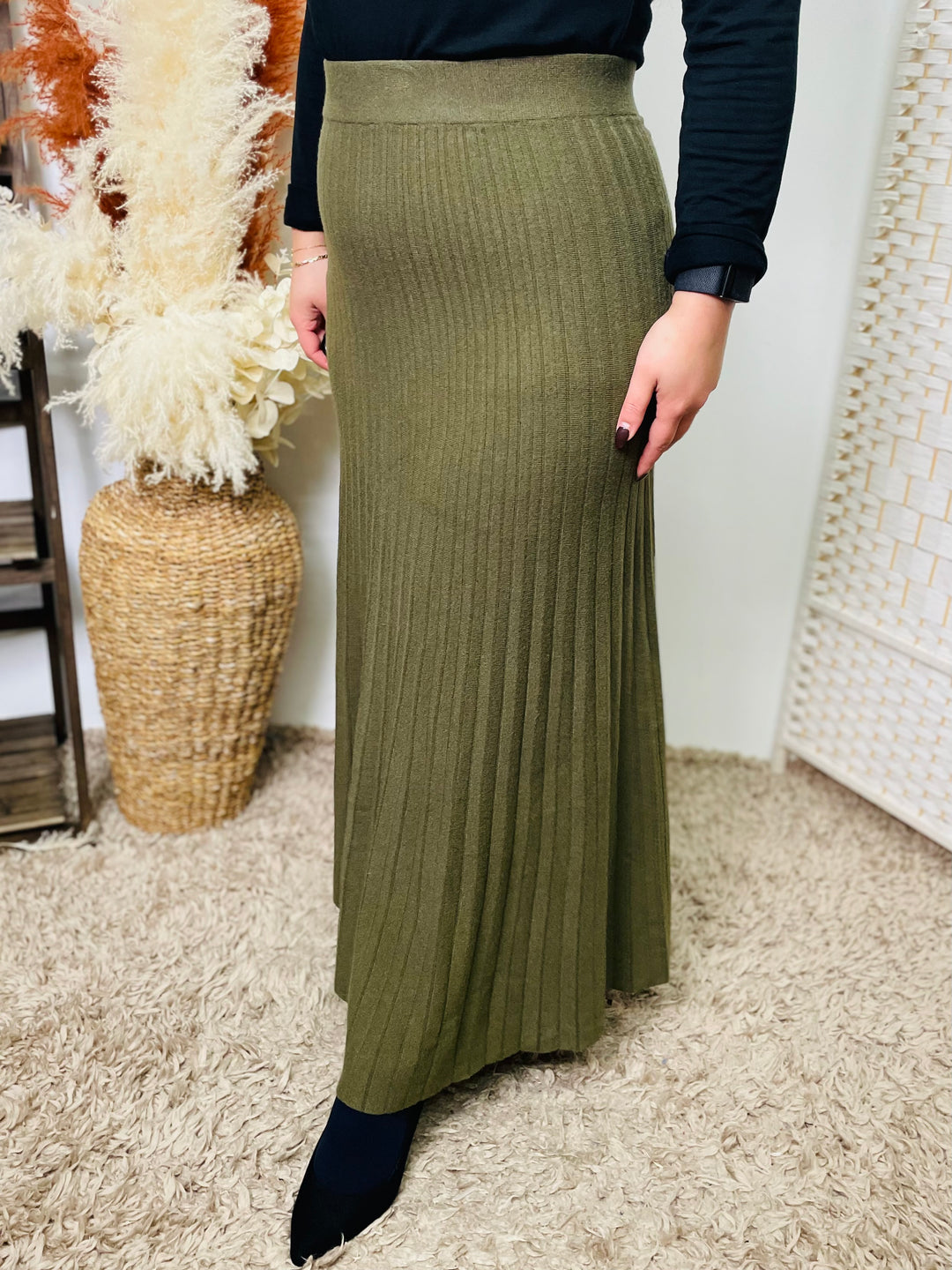 "ANNA" Maxi Skirt-Green