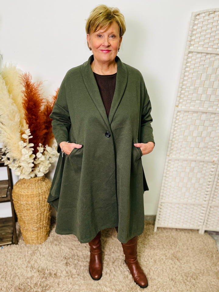 "ALISON" Cape Coat-Khaki Green