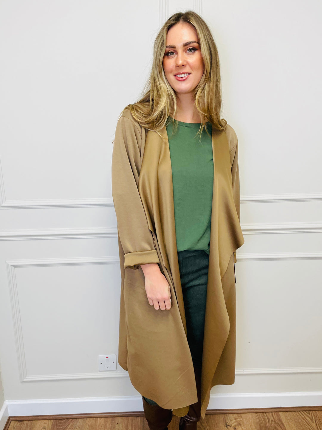 "ELAINE” Waterfall Jacket-Tan