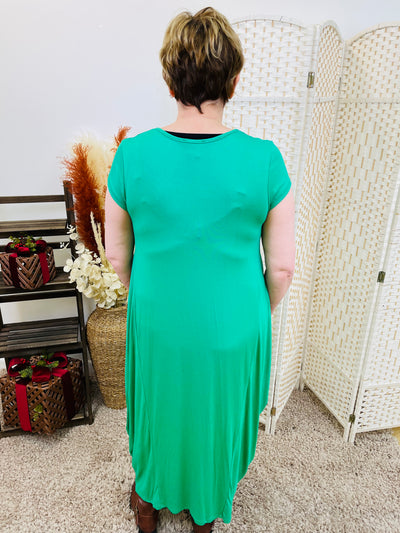 "ADELE" MAGIC Cap Sleeve Maxi Dress-Emerald Green