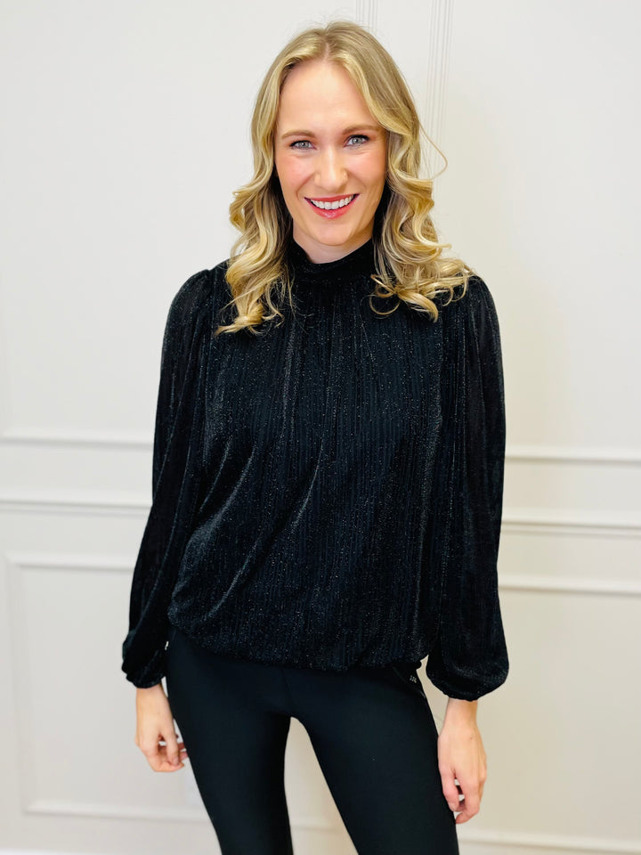 "PAULINA" Sparkle Blouse-Black