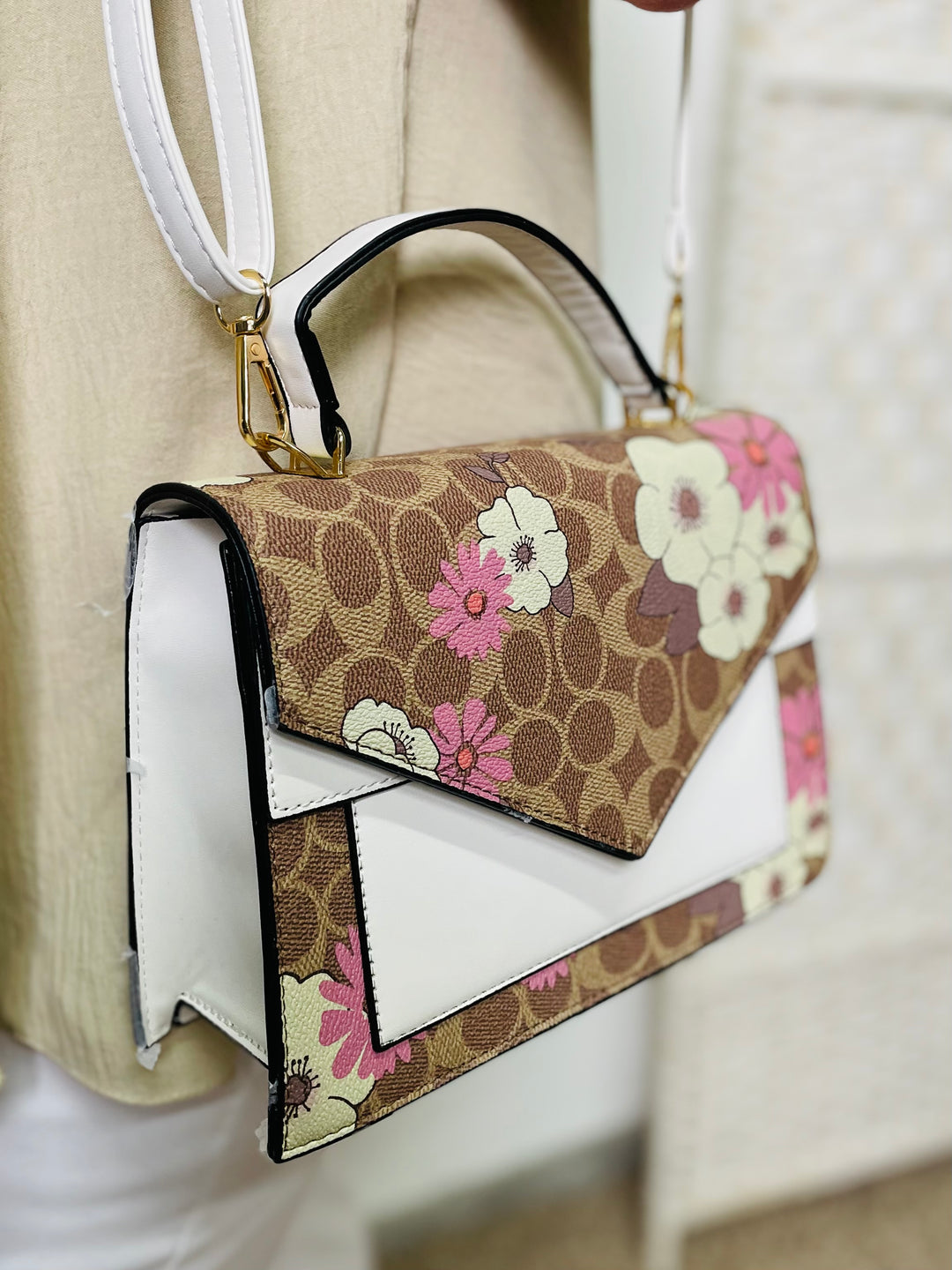 No.20 Designer Inspired Handbag-Brown & White