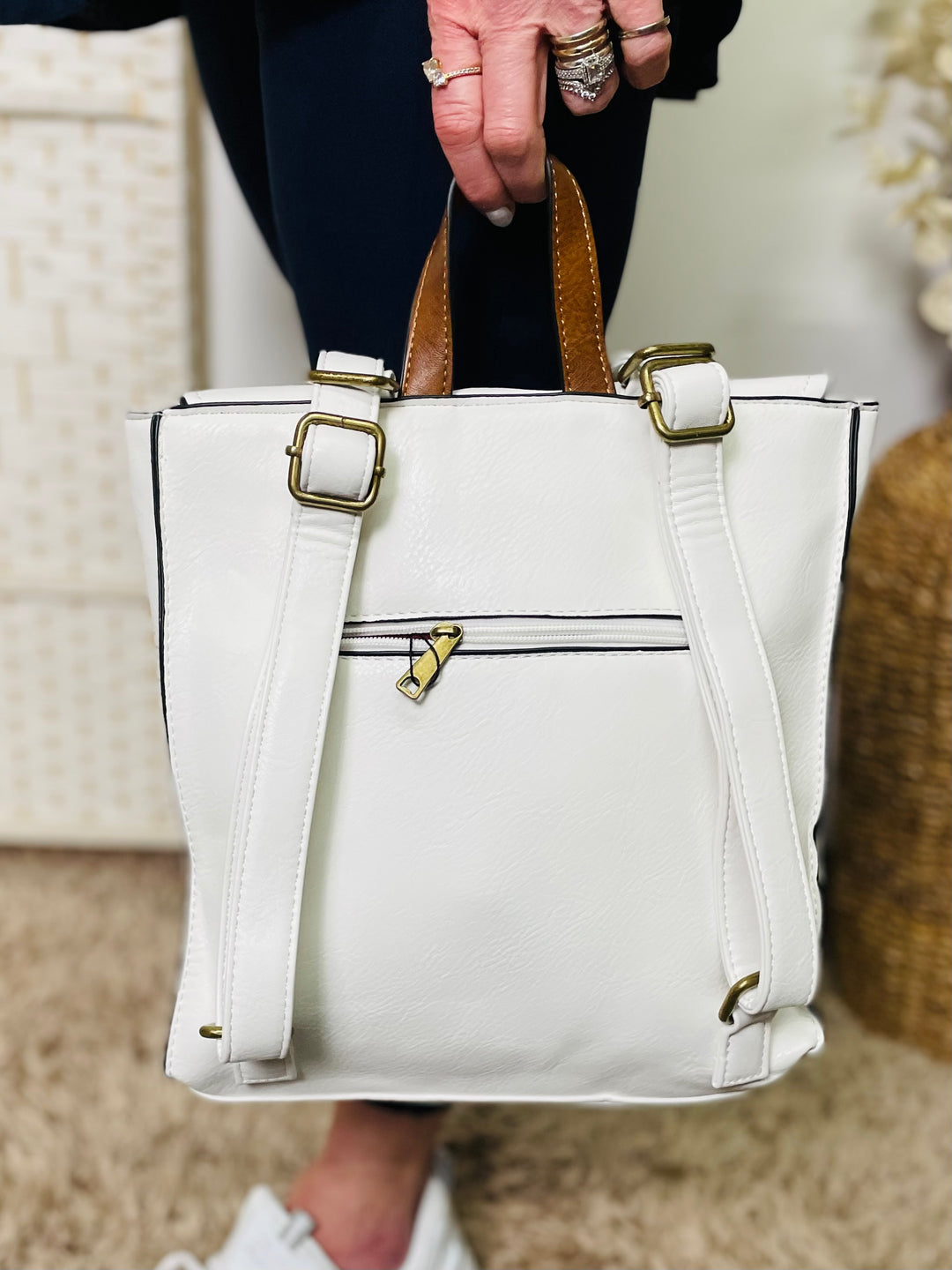 Satchel Backpack-White