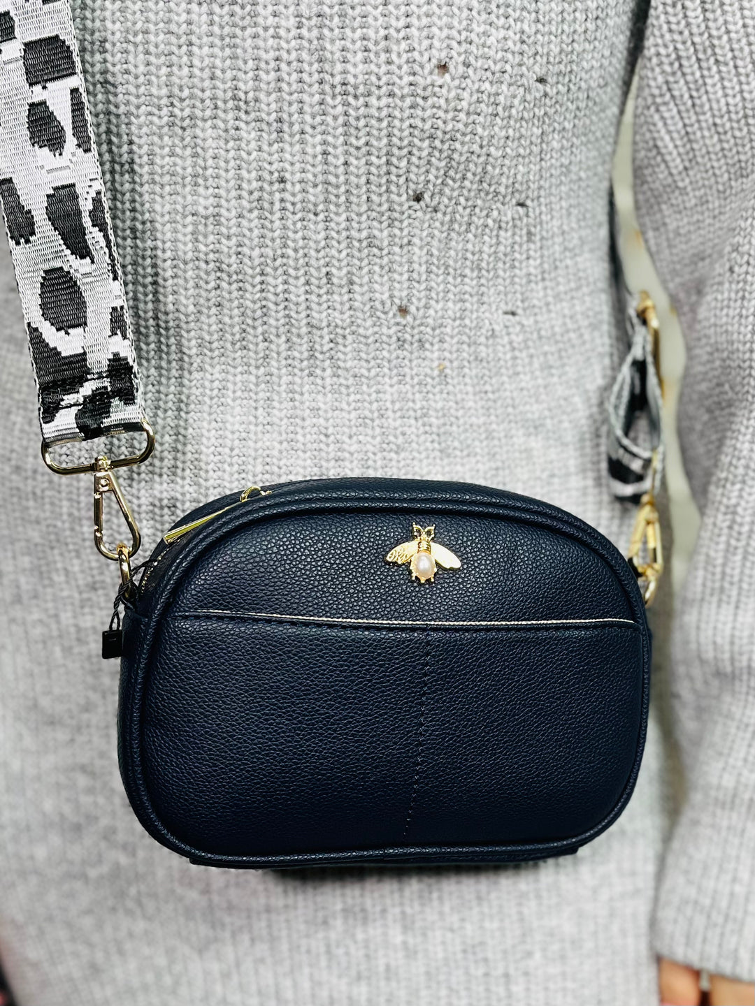 "POOCHI" Small Crossbody Handbag-Navy