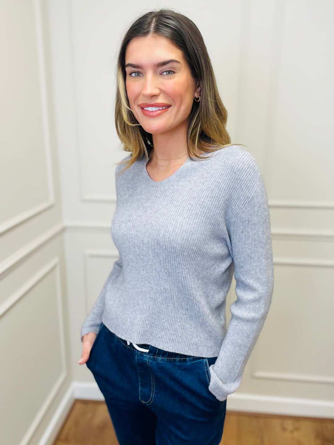 "GEMMA" LUXURY Fine Knit Jumper-Grey