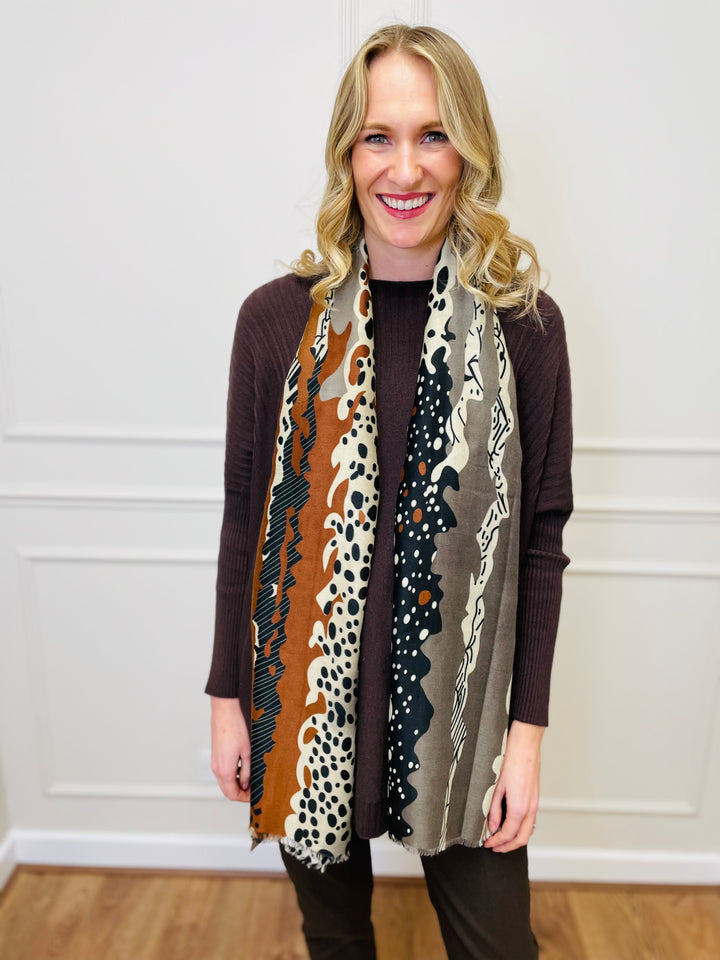No.116 Animal Print Scarf-Mocha & Black