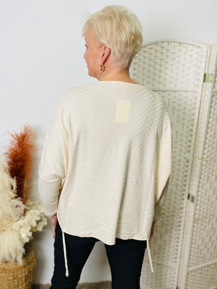 "LACEY" Basket Weave Jumper-Cream