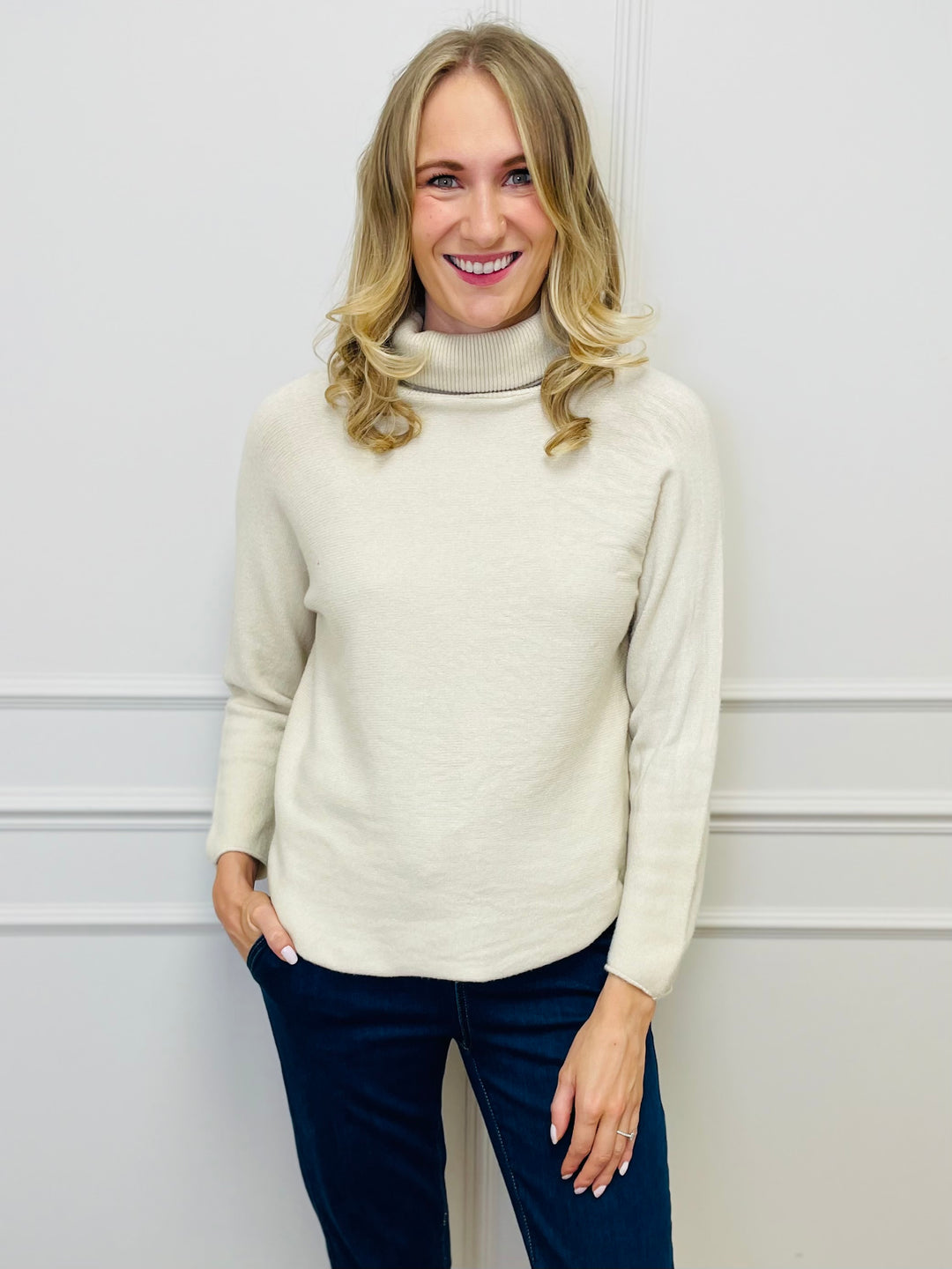 "MANDY" Roll Neck Jumper-Cream