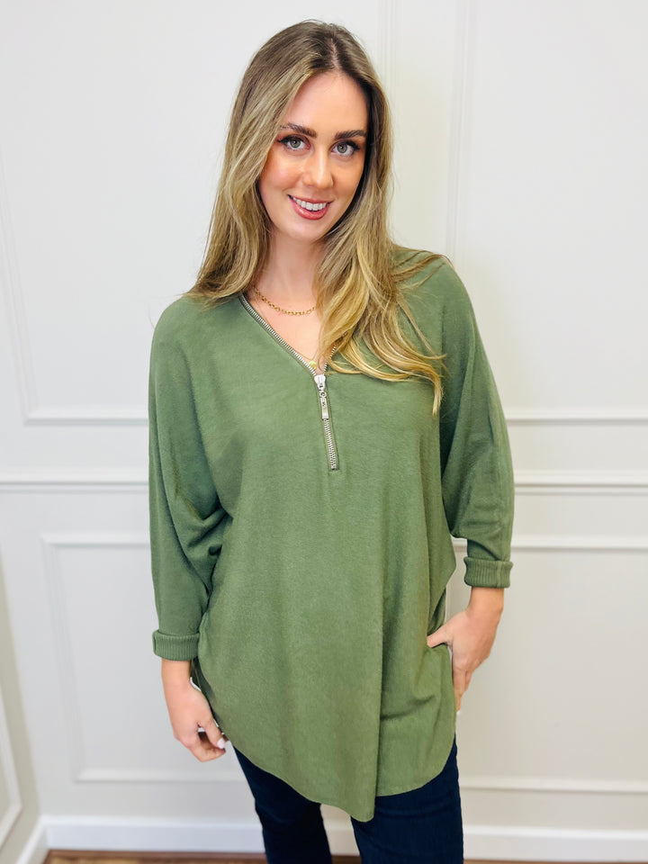 "CASSIDY" Luxury Soft Jumper-Khaki Green