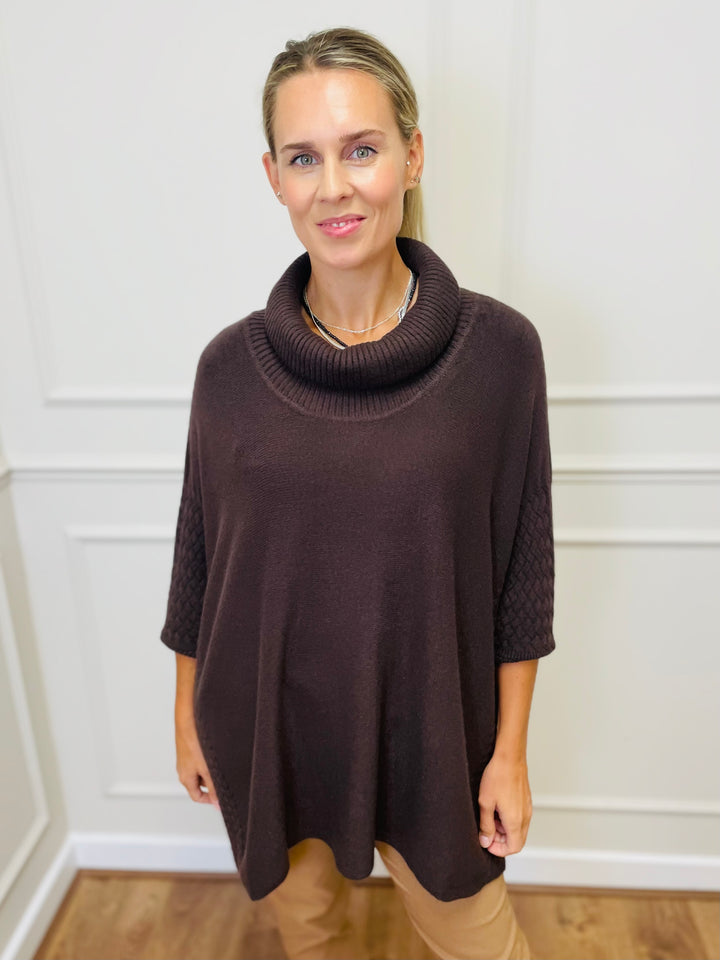 "SABRINA" Oversized Jumper-Brown