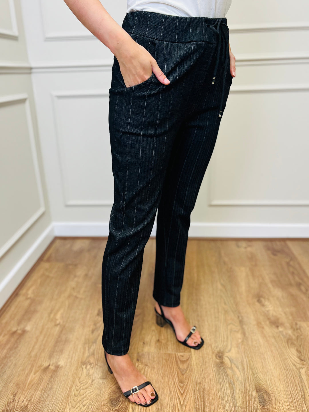 "MICHELLE" Pinstripe Trouser-Navy