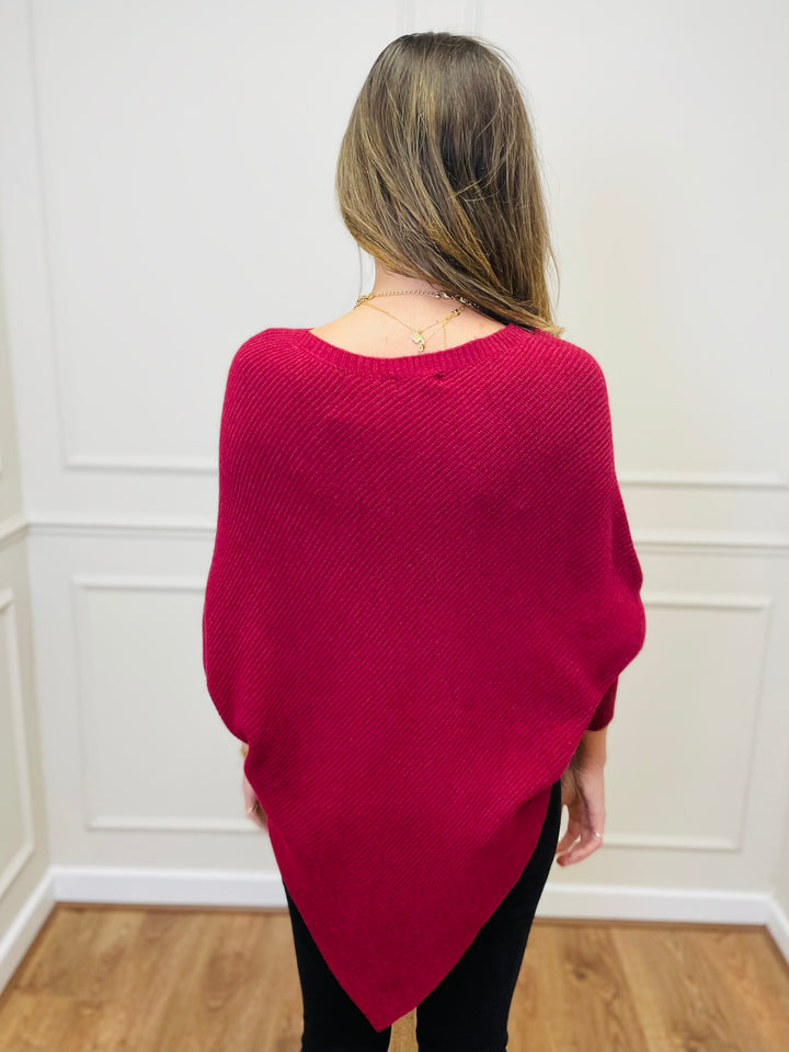"ELLA" LUXURY Poncho-Wine