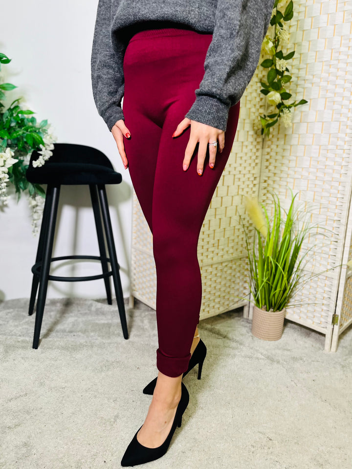 "JULY" Soft Leggings-Burgundy