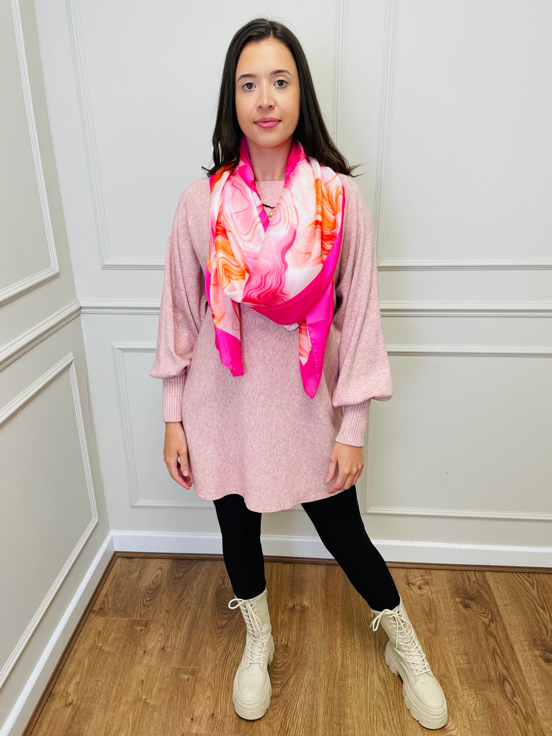 "EVELYN" Button Back Dress-Pink