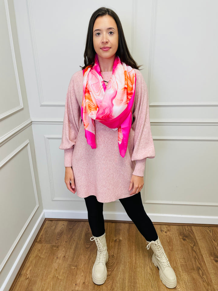 "EVELYN" Button Back Dress-Pink