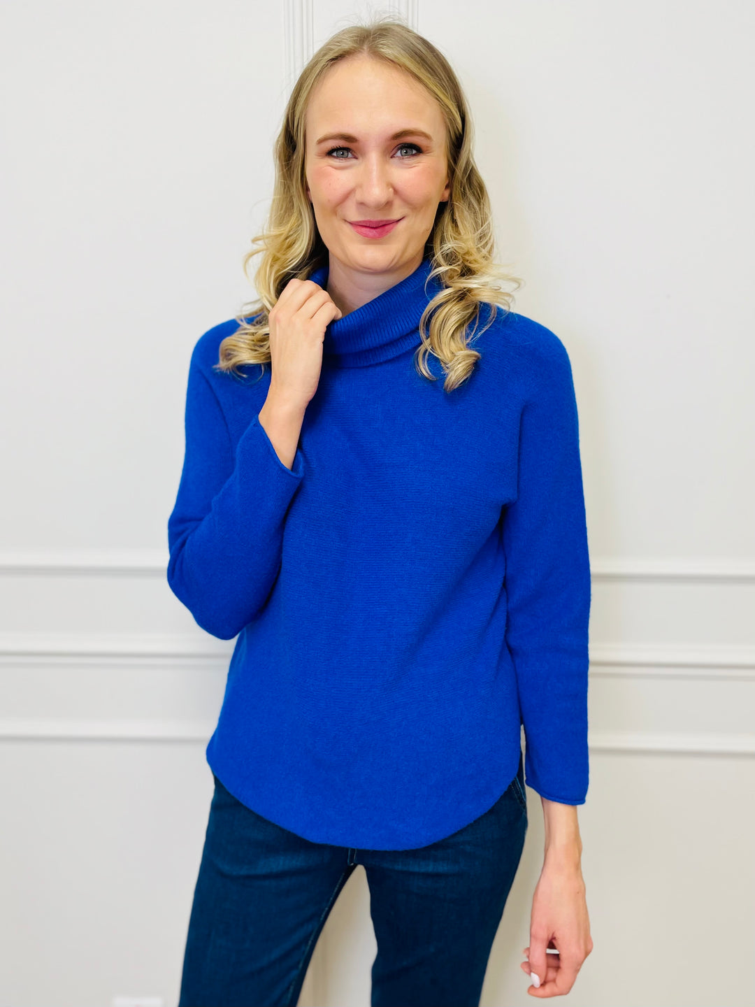 "MANDY" Roll Neck Jumper-Blue