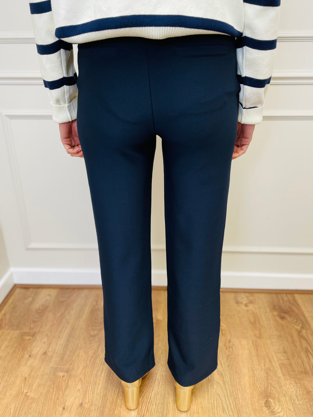 "PARIS" Bootcut Trousers-Navy