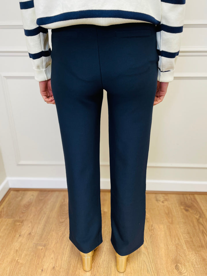 "PARIS" Bootcut Trousers-Navy