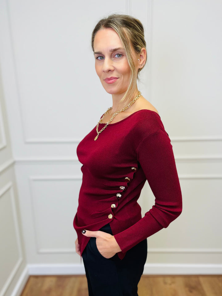 "ELOISE" Fine Knit Top-Wine