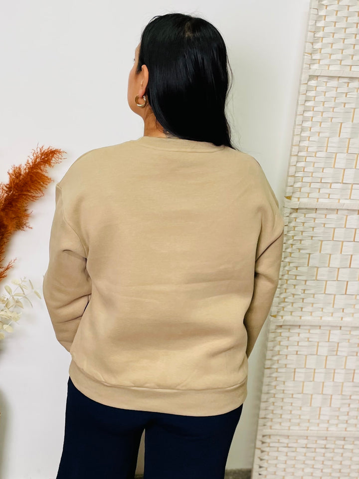 "DANY" Boxy Sweat Top-Camel