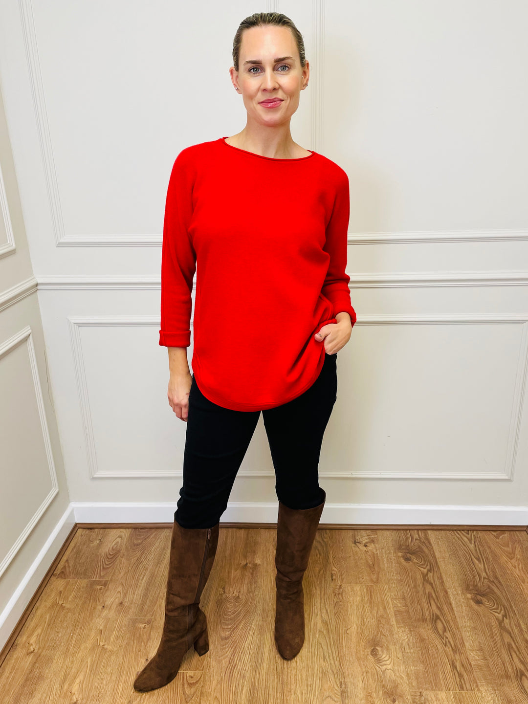 "CLEO" Soft Jumper-Red