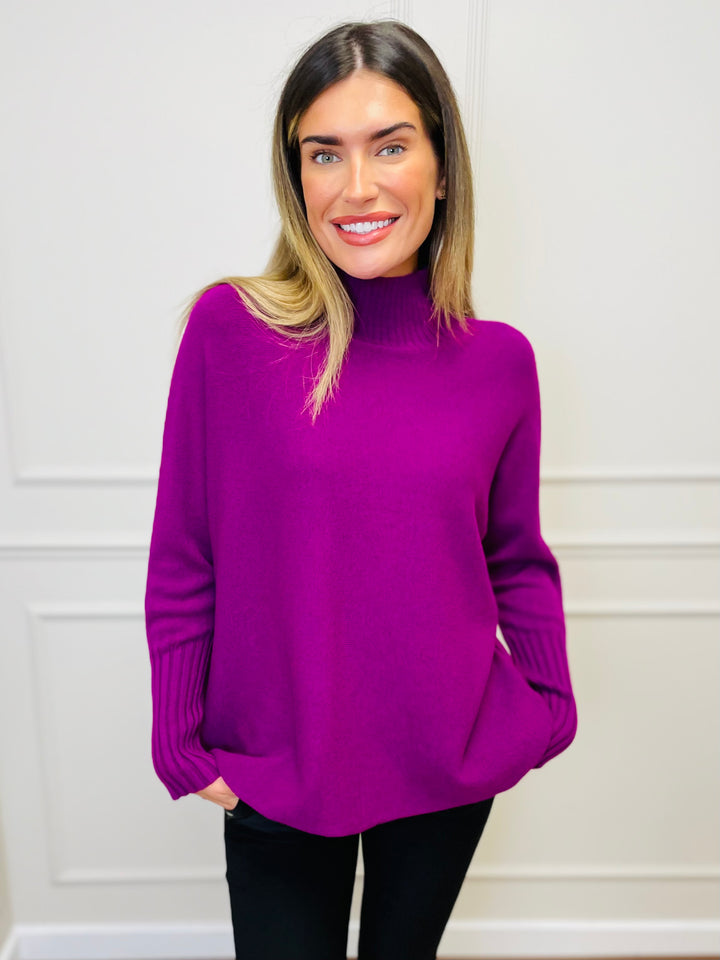 "AMANDA" Roll Neck Jumper-Purple