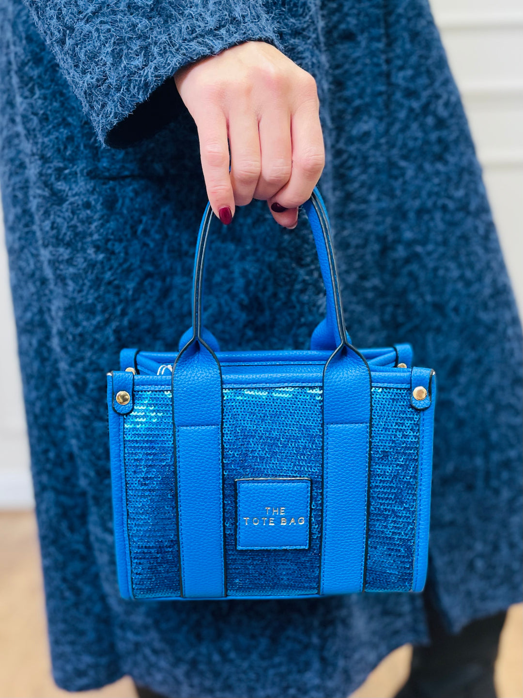 No.79 Mini Sequin Tote Bag-Blue