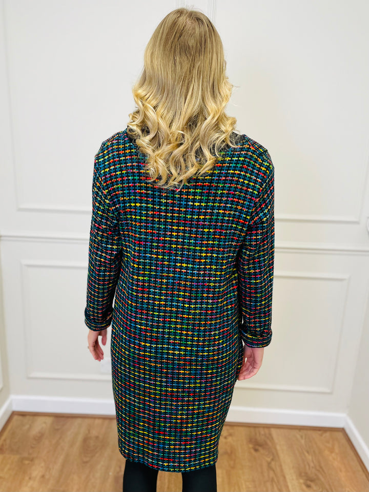 "BIANCA" Houndstooth Print Dress-Black