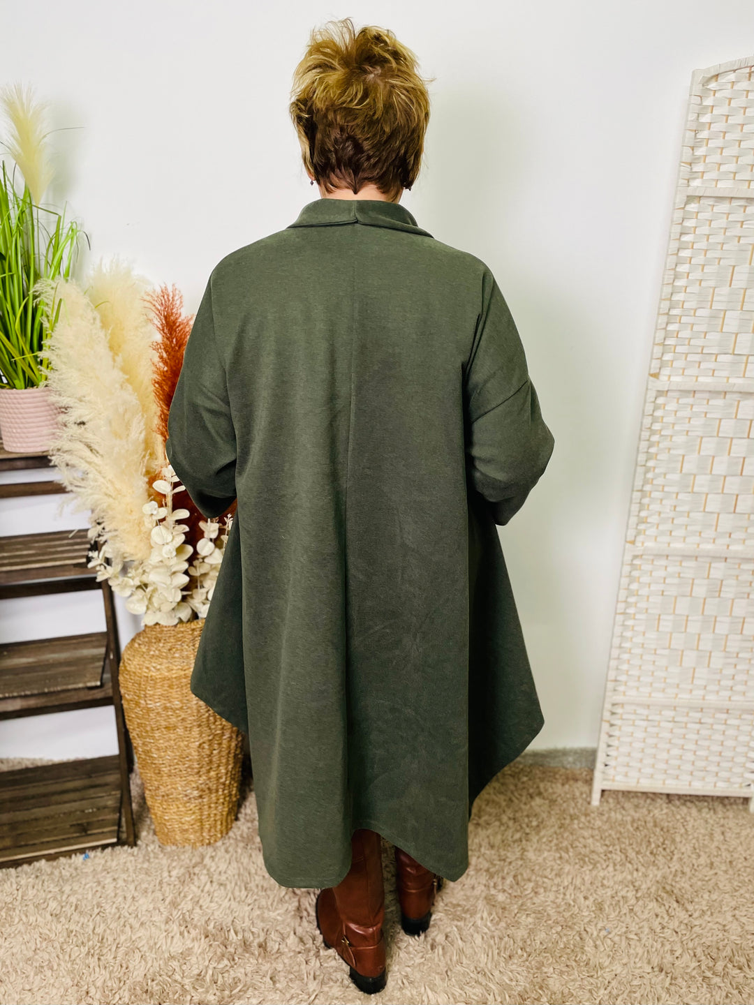 "ALISON" Cape Coat-Khaki Green