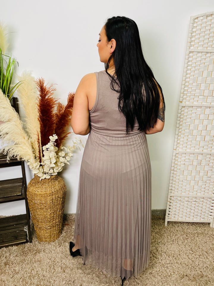 "SYDNEY" Midi Dress-Mocha