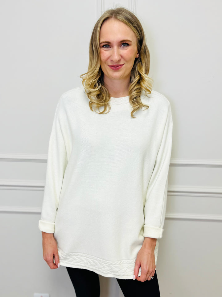 "CASEY" Cable Knit Jumper-Cream