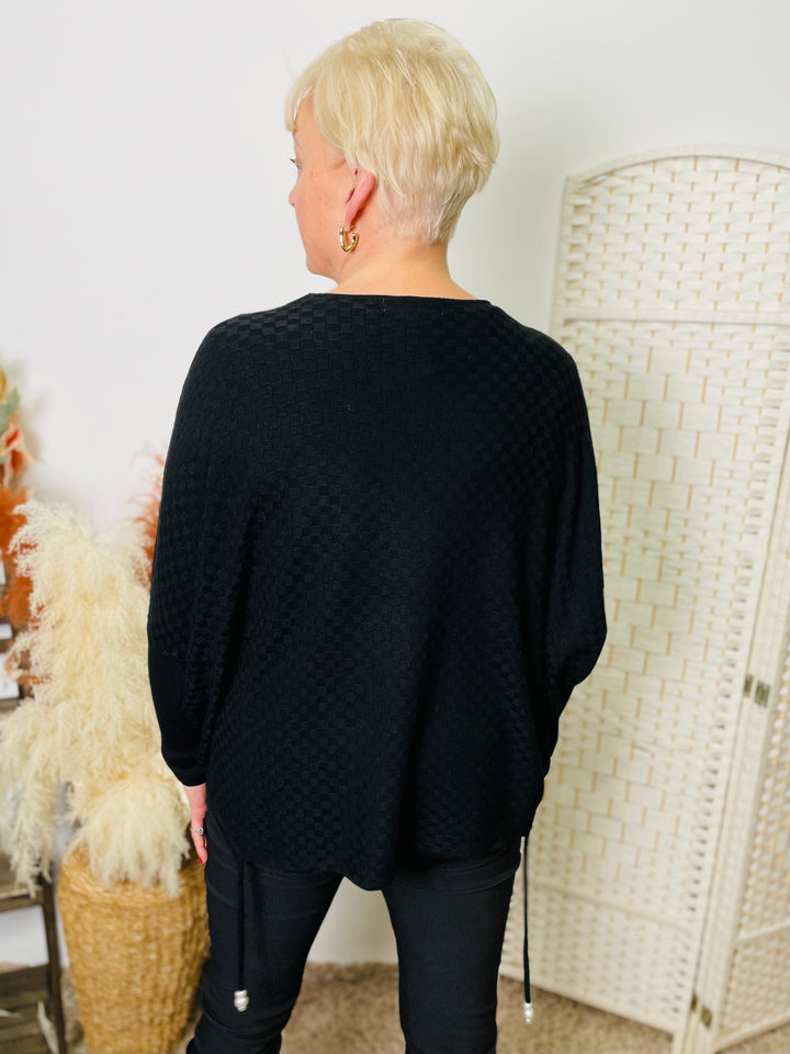 "LACEY" Basket Weave Jumper-Black