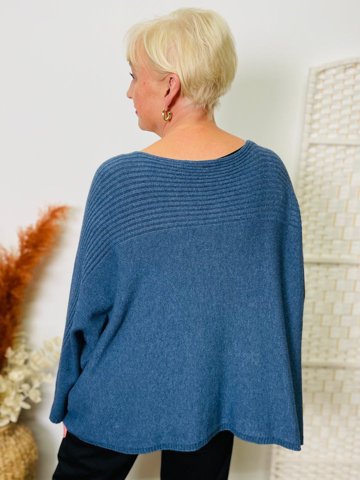 "GEORGINA" Knitted Jumper-Denim Blue