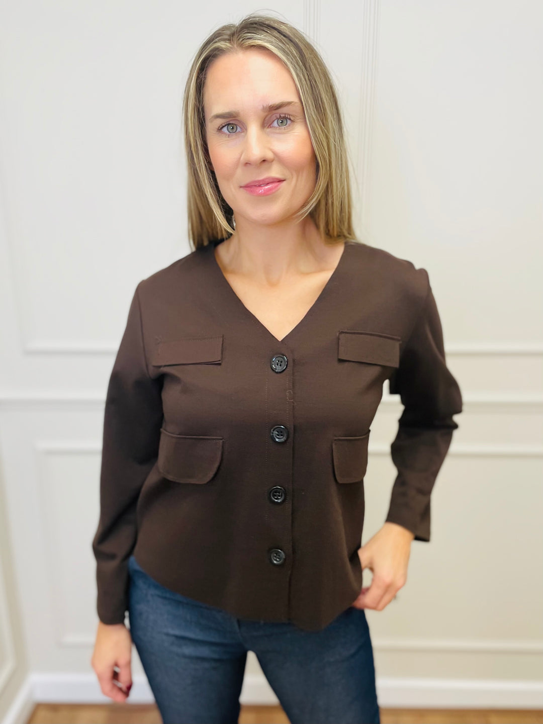 "PHILIPPA" Utility Blouse/Jacket-Brown
