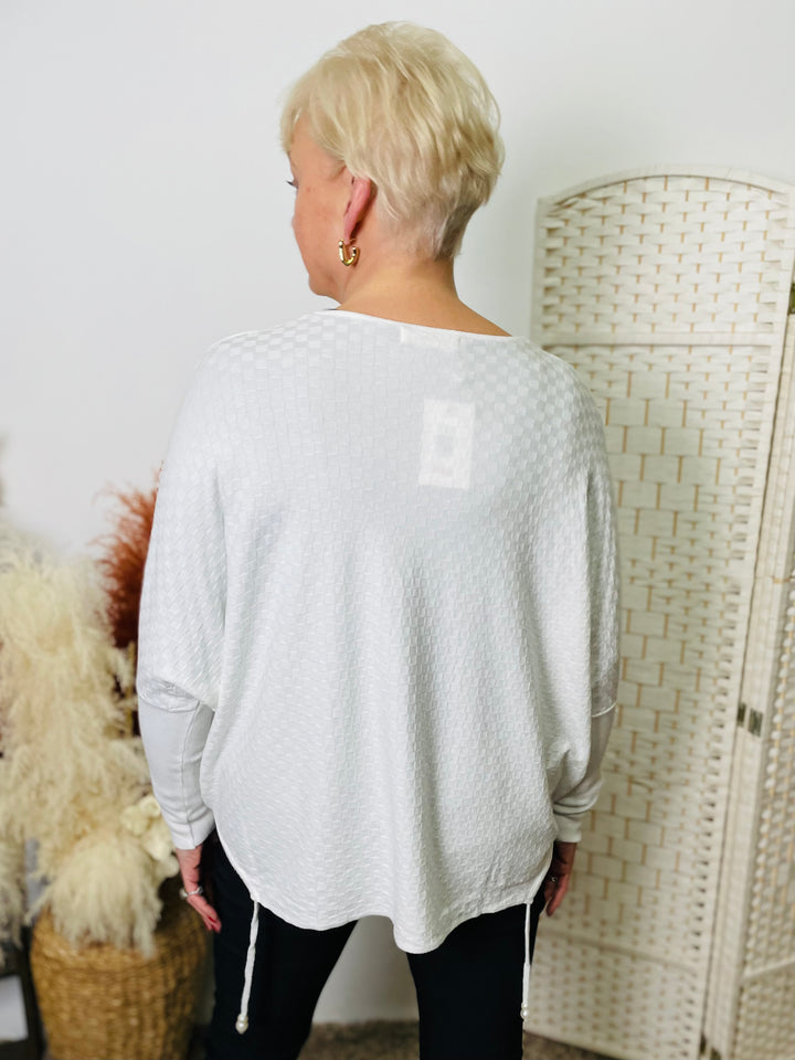 "LACEY" Basket Weave Jumper-White