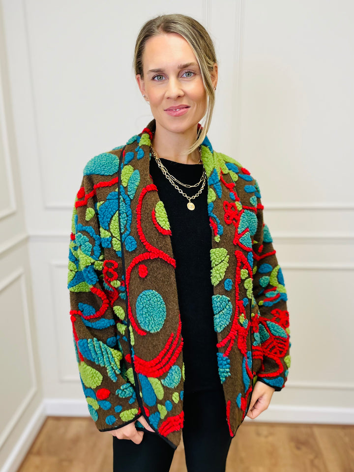 "NANCY" Textured Coat-Multicolour