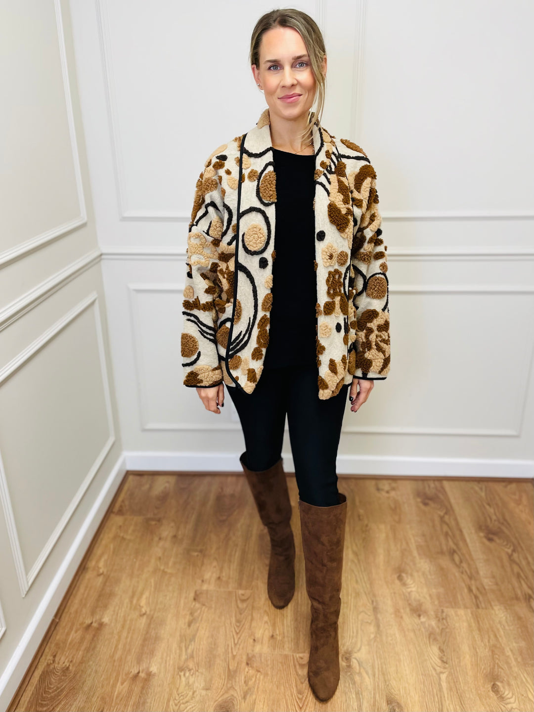 "NANCY" Textured Coat-Neutral