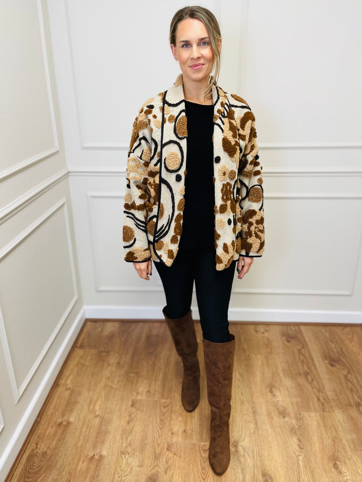 "NANCY" Textured Coat-Neutral