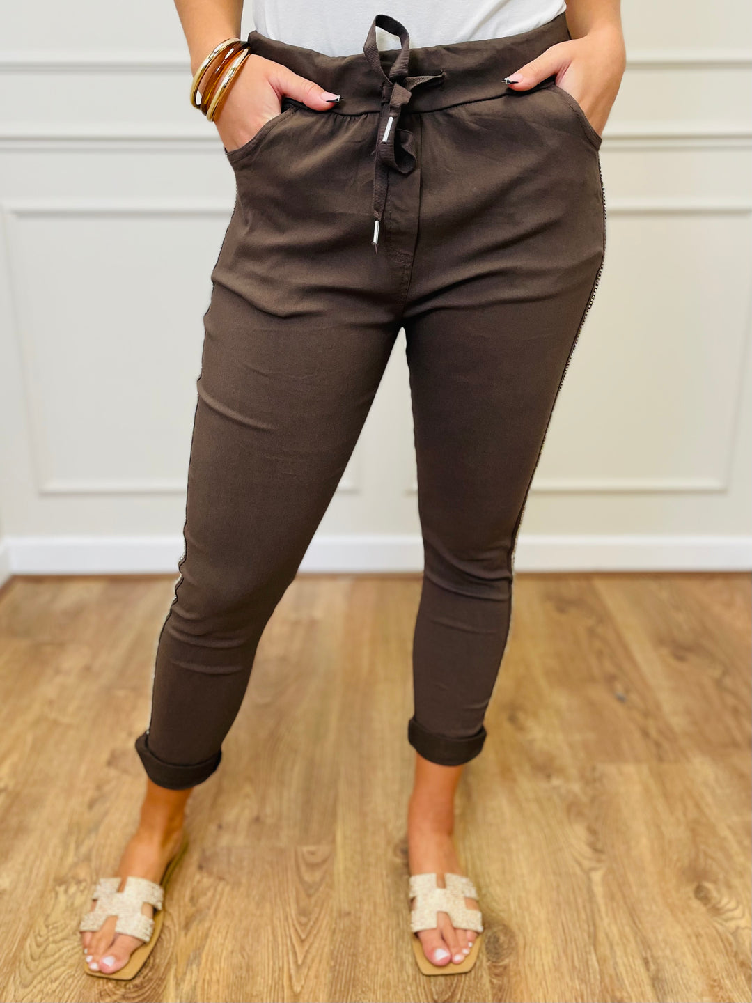 "CARMELA" Embellished MAGIC Trouser-Brown