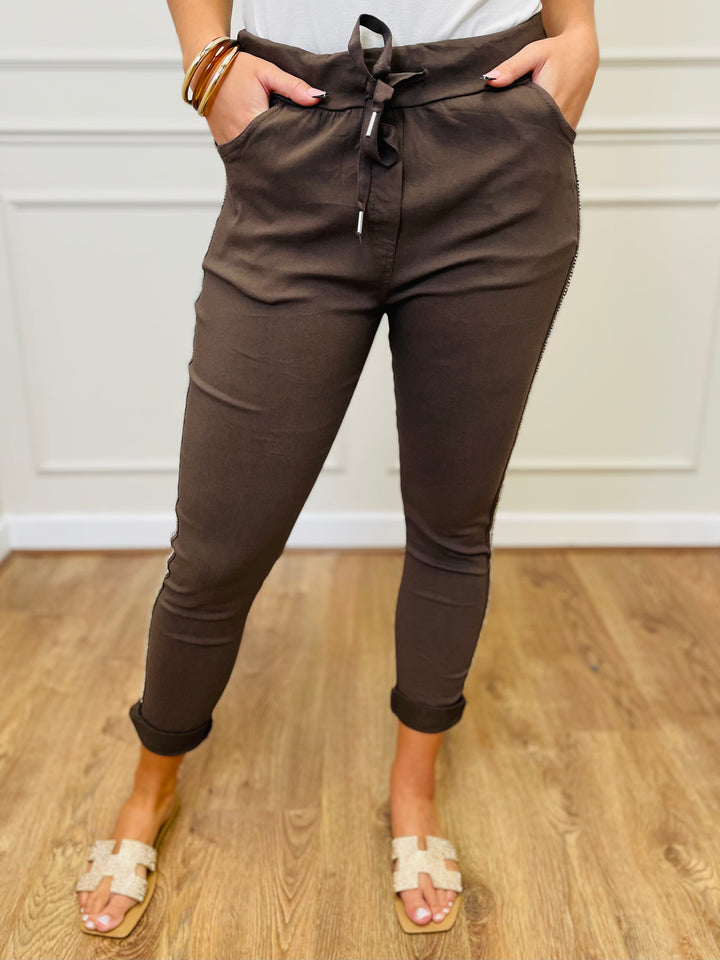 "CARMELA" Embellished MAGIC Trouser-Brown