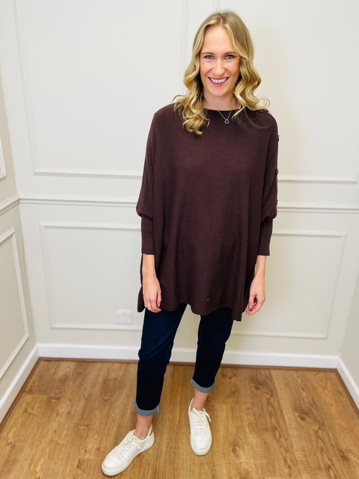 "BETTY" Button Jumper-Brown