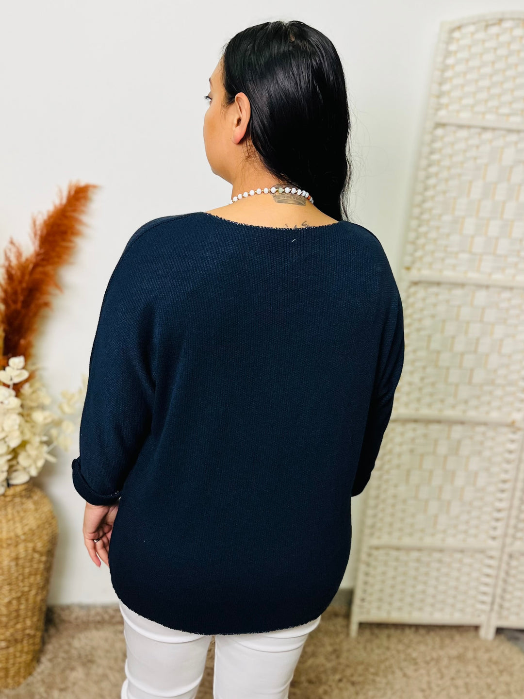 "CAROLINA" Fine Knit Jumper-Navy