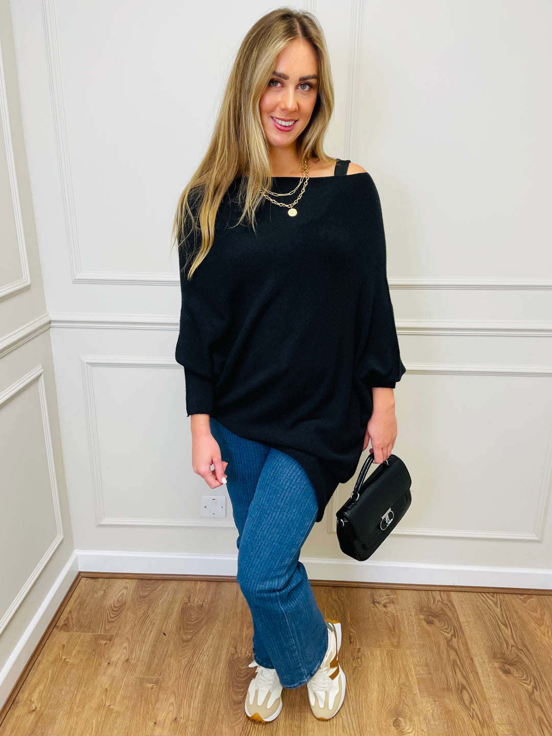 "BELLA" Asymmetric Jumper-Black