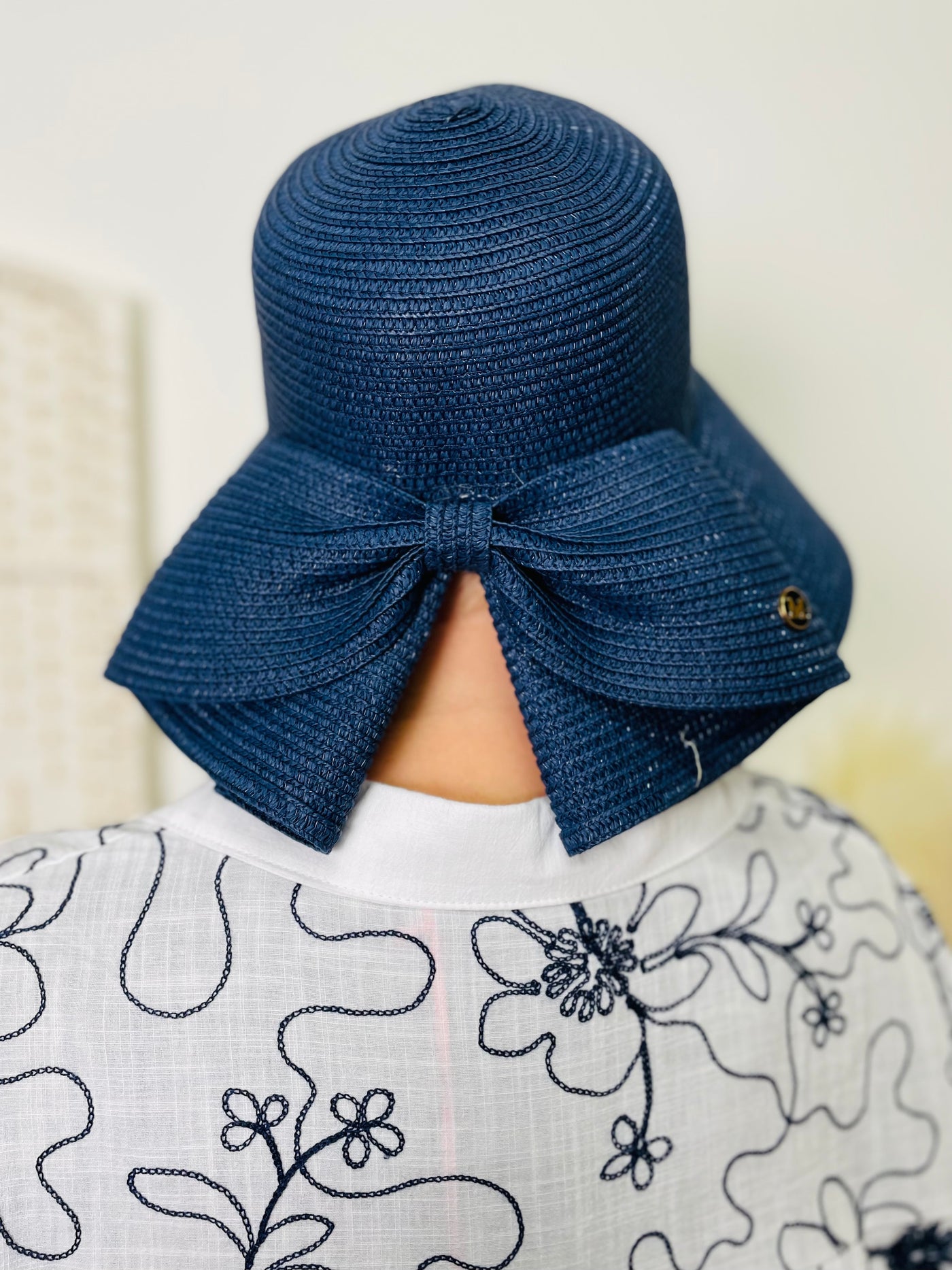Sun Hat With Bow-Navy