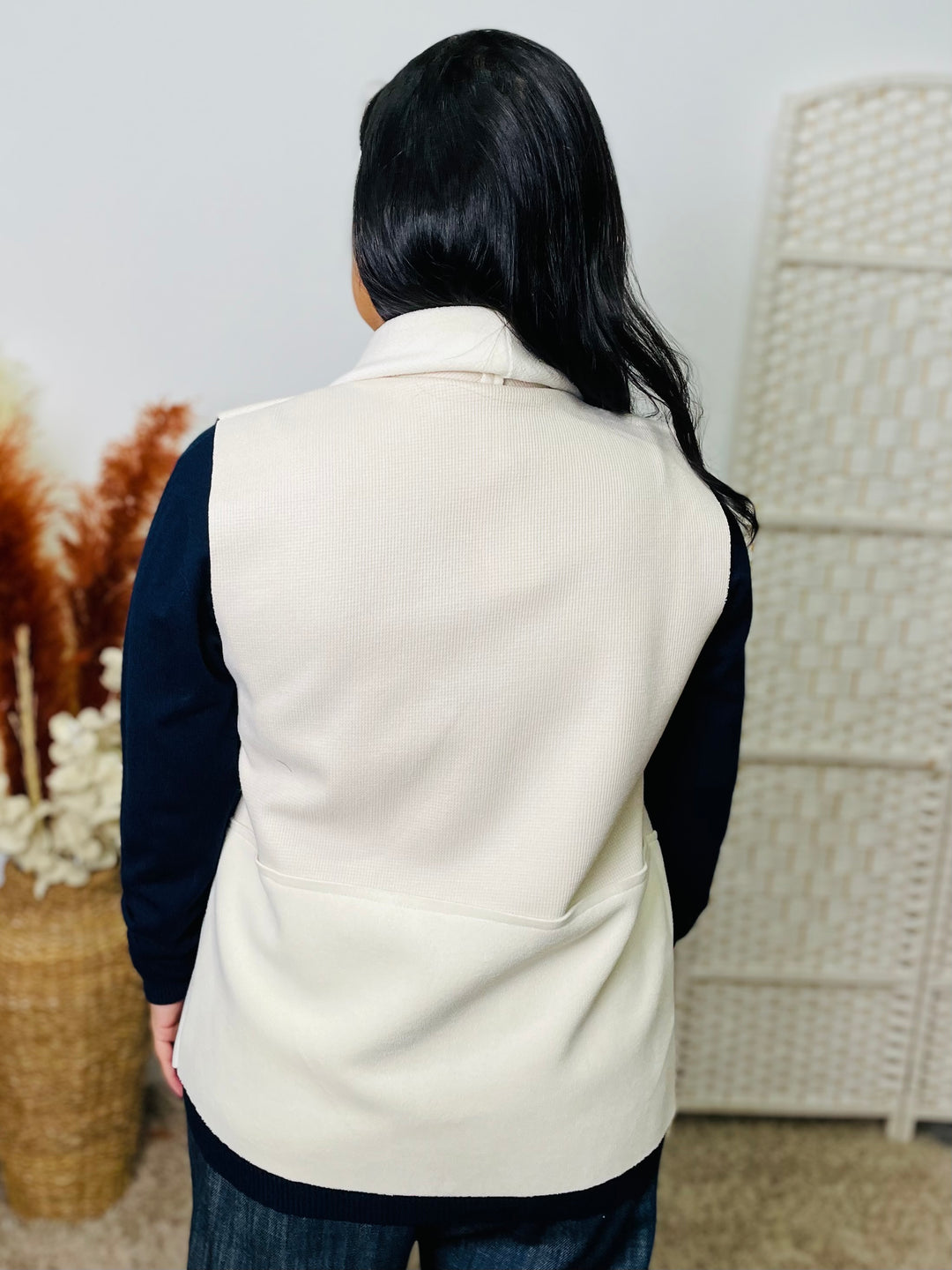 "TESSA" Two Tone Waistcoat-Stone & Cream