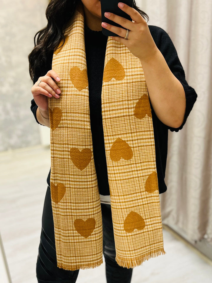 No.5 Check Print Reversible Scarf-Tan & Cream