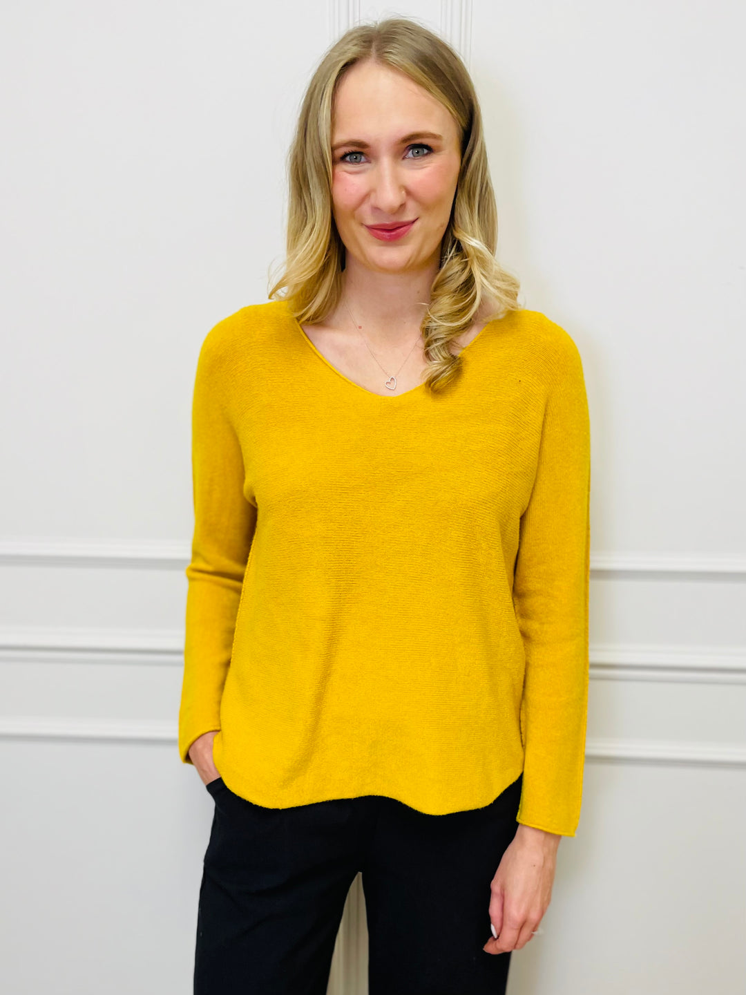 "MAGNOLIA" Fine Knit Jumper-Mustard